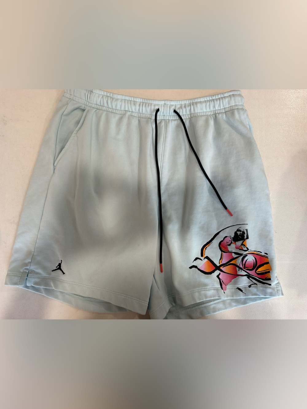 Jordan Light Blue Men's Graphic Drawstring Athletic Shorts